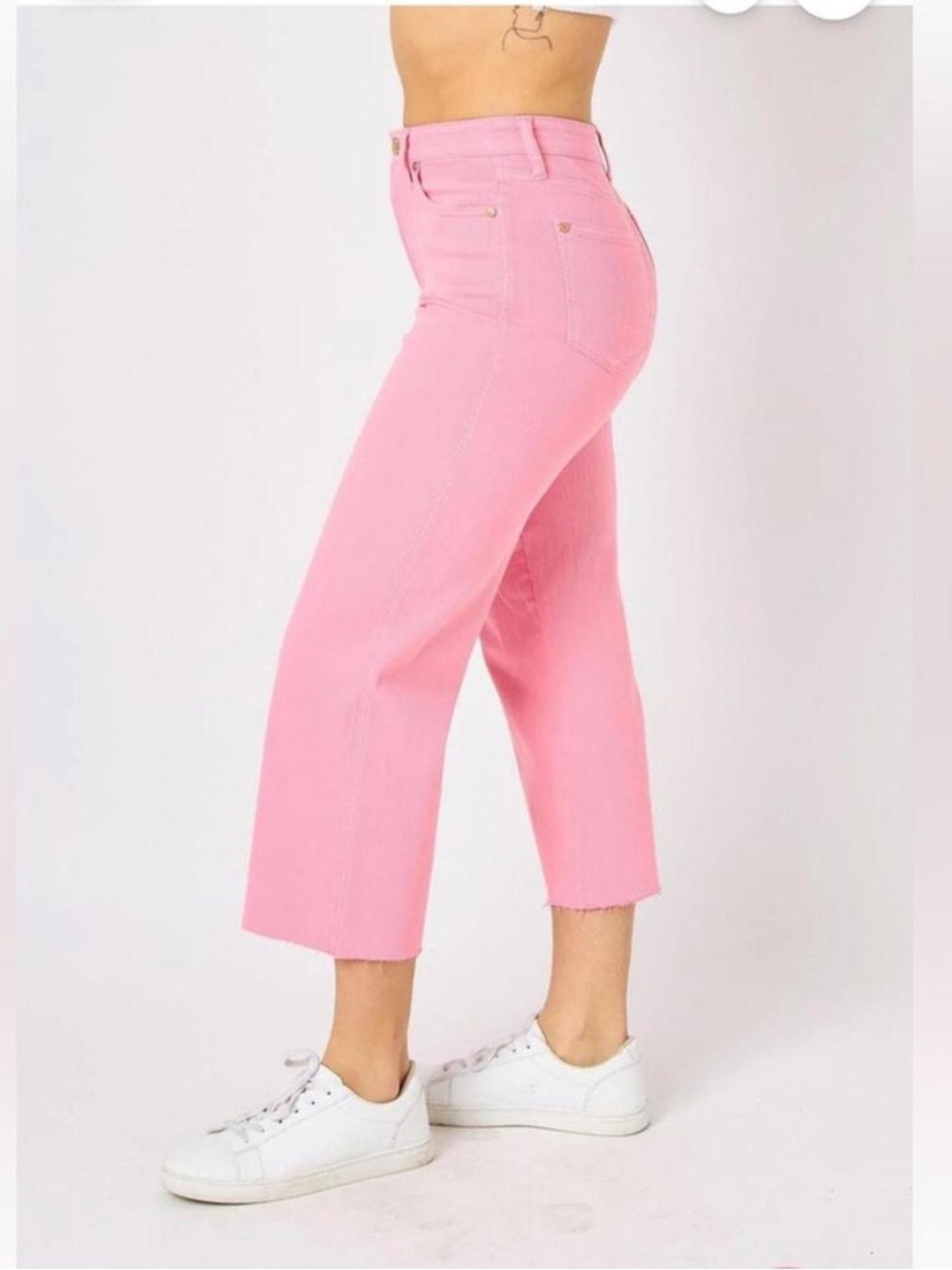 NEW Judy Blue Lisa High Rise Control Top Wide Leg Crop Jeans in Pink size 7/28 - Picture 4 of 11